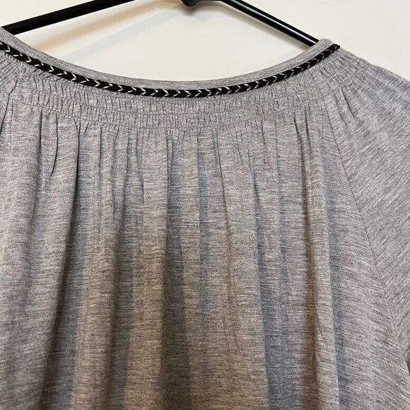 THML Anthropologie Bohochic Grey Embroidered Aztec Design Tassel Tie Top XS - Picture 7 of 7